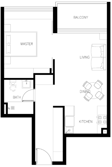 Kyoto by Oro24 1 BEDROOM TYPE 02 AREA FROM 559.73 SQ. FT